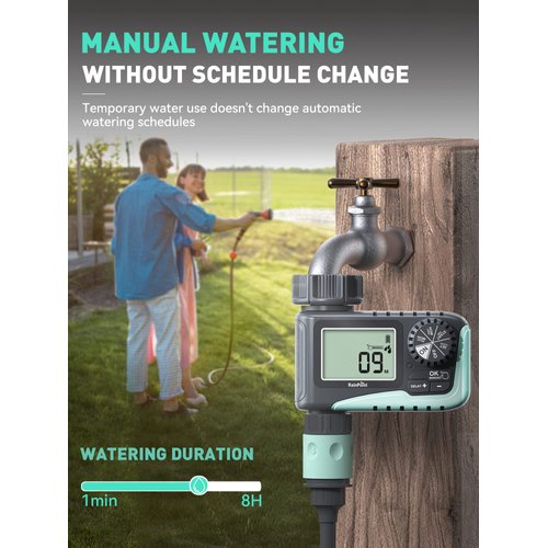RAINPOINT Sprinkler Timer,Water Timer Programmable Garden Outdoor Hose Feature Timer with Rain Delay/Manual/Automatic Watering System,Waterproof Digital Irrigation Timer System for Lawns Pool,1 Outlet