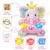 Holaxander Baby Elephant Musical Stuffed Animals Toy with Light-Up Music & Crinkle Sound Paper,Infant Bilingual Early Learning Education Toys,Tummy Time Toys for 0-3-6-12+ Months Boy Girl, Pink