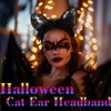 CLOACE Cat Ears Headband Black Lace Feather Cat Ear Hair Hoop Halloween Cosplay Cat Costume Hair Accessories for women