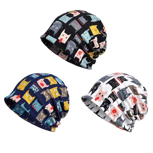 Glamorstar Floral Lace Beanie Hat Chemo Cap Stretch Slouchy Turban Headwear (as1, alpha, one_size, Cat-Black,Blue,White)