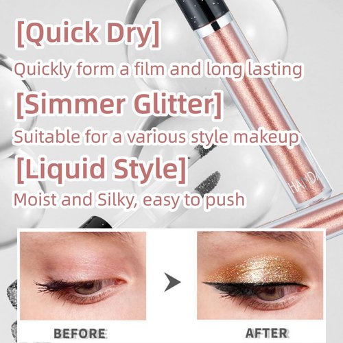ONarisae Glitter Eyeshadow Shimmer Long Lasting Effect Shiny Pigment Eyeshadow Glow Eye Makeup (Light Brown)