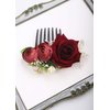 Kercisbeauty Red Rose Burgundy Hair Comb for Brides Wedding Bridal Vintage Headband Burgundy Floral Comb Festival Headpiece Women Girls Party