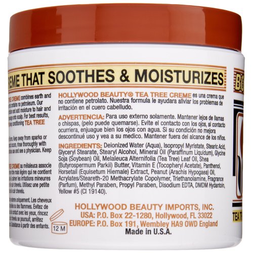 Hollywood Beauty Tea Tree Creme Hair and Scalp Conditioner, White , 10.5 Ounce