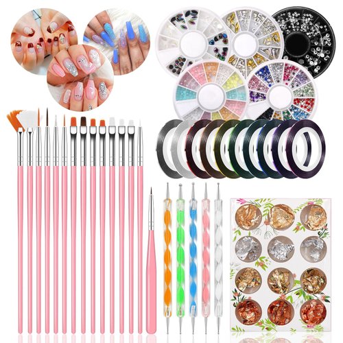 Nail Art Pens Nail Kit 47 Pcs, Dotting Foil 15 Pcs Nail Designer Kit Set, Designer Nail Foil, Pai...