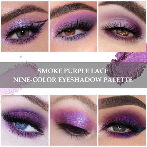 ORANOT 9Colors Purple Smokey Eye Shadow Palette Makeup,Highly Pigmented Eyeshadow Palette Dark Black Purple,Lavender Mauve Dark Purple Eyeshadow Long Lasting Waterproof Hypoallergenic Purple Makeup