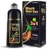 IIIMEIDU Hair Dye Shampoo, Black Color Shampoo Herbal Gray Hair Coverage Shampoo for Women and Men, 3 in 1 Natural Ingredients, 500ml (BLACK)