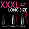 Upgrade 3XL No C Curve Stiletto Nail Tips - 240 Pcs XXXL Super Long Full Cover Acrylic Fake Nail Tips Clear Flattened None C Curve Stiletto Flat Nail Tips for Women Girls with Case