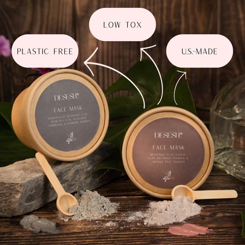 Desesh Bulk Powdered Mineral Beauty Mud Mask, US-Made, No Artificial Colors Or Fragrances, Plastic Free, Vegan, Cruelty Free, Spa Quality Natural Ingredients (Clay & Charcoal)
