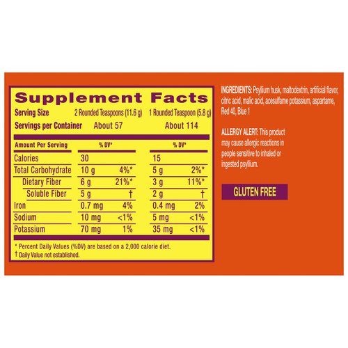 Metamucil Fiber, 4-in-1 Psyllium Fiber Supplement, Sugar-Free Powder, Berry Flavored Drink, 114 Servings (Packaging May Vary)