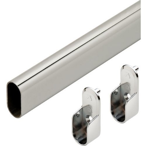 Oval Closet Rod CUSTOM CUT TO SIZE. Up to 94 inches long! Choose Finish. Includes End Supports. (12-30 inches, Chrome)