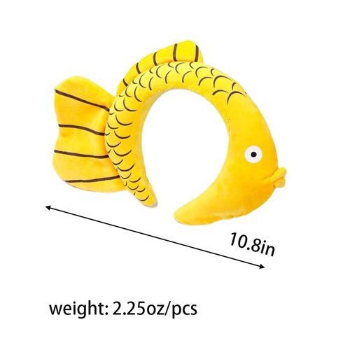 ZHOUMEIWENSP Funny Yellow Fish Stylish Plush Face Wash Makeup Elastic Hair Band Headband Party Hairband for Women (Yellow Fish)