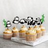 24Pcs Panda Cupcake Toppers Glitter Green Bamboo Cupcake Picks Cute Animal Bear Cake Decorations Baby Shower Kids Birthday Panda Theme Party Supplies