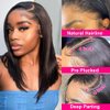 250% Density Straight Bob Lace Front Wigs Human Hair 16 Inch Bob Wig Human Hair Glueless 13x4 HD Lace Front Wigs Human Hair for Black Women Pre Plucked with Baby Hair