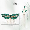 inSowni 7 Pieces Vintage Proms Bridal Wedding Glitter Gmerald Green Rhinestone Crystal Gold Metal Hair Side Combs Slides U-shaped Hair Pins Accessories for Women Flower Girls Brides Bridesmaids