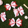 Whaline 4Pcs Baseball Glitter Hair Bow Clips Red and White Baseball Prints Cheer Hair Barrettes Grosgrain Ribbon Sports Theme Alligator Clips for Girls Teens Toddlers