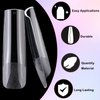 LoveOurHome 240pc XXL Square Gel x Nail Tips Extra Long Clear Tapered Square Fake Nails Full Cover Artificial False Nails 12 Sizes for Gel X Acrylic Nail Extension