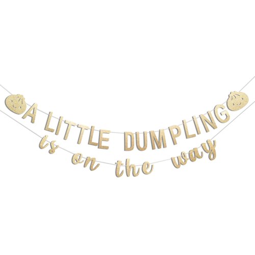 CIEQR A Little Dumpling is On The Way Baby Shower Banner - Baby Shower Decorations, Gender Reveal Hanging Banner Sign Decor, Gender Reveal Decorations for Party Indoor Outdoor...