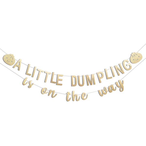 CIEQR A Little Dumpling is On The Way Baby Shower Banner - Baby Shower Decorations, Gender Reveal Hanging Banner Sign Decor, Gender Reveal Decorations for Party Indoor Outdoor...