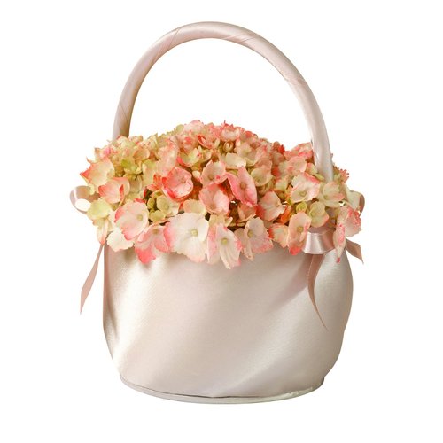 Lillian Rose Satin Flower Basket, 7-Inch, Taupe