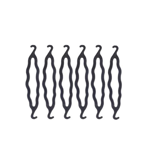 6PCS Black Plastic Hair Bun Maker Curler Double Ended Hair Clip Magic Hair Twist Braiding Tool Hair Styling Accessories Dor Makeup Salon or Home DIY Hair Making Use