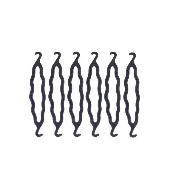 6PCS Black Plastic Hair Bun Maker Curler Double Ended Hair Clip Magic Hair Twist Braiding Tool Hair Styling Accessories Dor Makeup Salon or Home DIY Hair Making Use