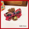 Christmas Khaki Bow Hair Clips,Xmas Plush Claw Clips,Christmas Plaid Bow Hairpin with Bell Design for Thick Thin Hair,Strong Hold Jaw Clip for Women Girls Christmas Party Cosplay Hair Accessories