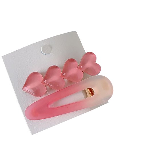 Cute pink children's love hairpins dopamine metal buckle hairpins side duckbill hairpins with bangs hairpins