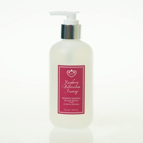 Jaqua Liquid Hand Soap, Raspberry Buttercream Frosting Fragrance - Gentle, Nourishing Hand Cleanser with Organic Aloe and Jojoba Oil, Vegan, Cruelty Free Hand Soap for Bathroom and Kitchen, 8 oz Pump Bottle