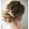 Jeairts Wedding Rhinestone Hair Comb Crystal Bridal Hair Pieces Pearl Hair Side Comb Brides Headpiece Decorative Hair Accessories for Women and Girls (2-Gold)