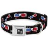 Buckle-Down Seatbelt Buckle Dog Collar - 3-D Glasses Dripping w/Stars - 1.5" Wide - Fits 13-18" Neck - Small