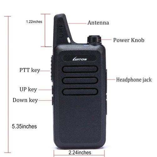 Walkie Talkies LT-316 GMRS Outdoor Camping Hiking Hunting Uhf Mini Walkie Talkies 3 Watts Output 5-10 Miles Range Micro USB Charging Amateur Two Way Radio (Pair) (Black)