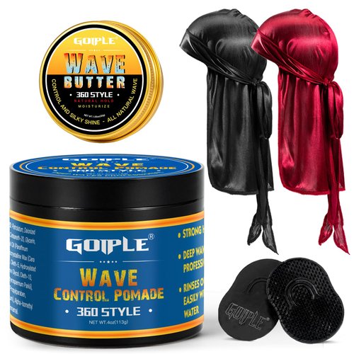 Natural Wave Pomade for Men Strong Hold, Easy Wash 360 Wave Training Hair Cream, Waves Grease for Men Promotes Layered Waves, Moisture, Control and Silky Shine Ocean Fragrance (4oz)