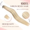 KiiKiiGirl Virgin Microlink Hair Extensions - Human Hair,14inch Micro link Hair Extensions Human Hair Micro Beads Hair Extensions Human Hair Blonde Highlight Golden Blonde 30G/Pack