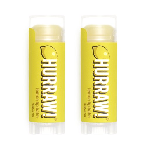 Hurraw! Lemon Lip Balm, 2 Pack: Organic, Certified Vegan, Cruelty and Gluten Free. Non-GMO, 100% Natural Ingredients. Bee, Shea, Soy and Palm Free. Made in USA