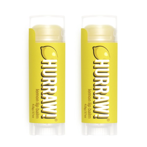 Hurraw! Lemon Lip Balm, 2 Pack: Organic, Certified Vegan, Cruelty and Gluten Free. Non-GMO, 100% Natural Ingredients. Bee, Shea, Soy and Palm Free. Made in USA