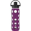 Lifefactory 22-Ounce Glass Water Bottle with Active Flip Cap and Protective Silicone Sleeve, Plum