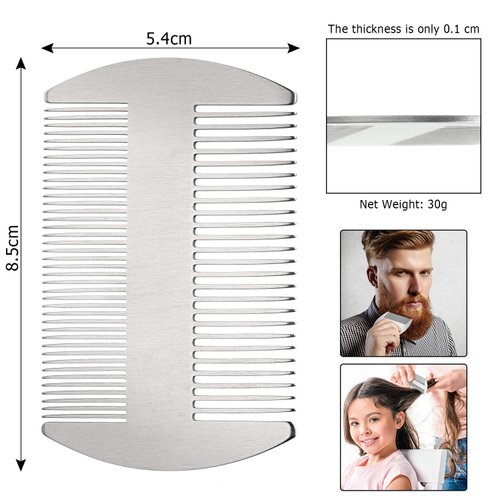 Boao 2 Pieces Metal Hair Combs for Women Men Beard Combs Metal Mustache Comb Lice Comb Wallet Fine Cutting Comb Teasing Barber Comb Stainless Steel Hair Styling Cutting Comb(Silver)