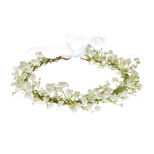 Yili Maizi Artificial Flower Wreath Headband Floral Hair Garland Flower Crown Halo Headpiece Boho with Ribbon Wedding Party Photos