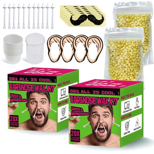 Unimiko Nose Hair Wax Kit, Nose Wax Kit Men with 200g Nose Wax, 40 Applicators for 30-40 Uses. Easy, Quick & Painless Instant Nose Waxing Kit for Men