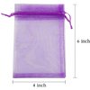 50 Pieces 4x6 inches Gift Wrap Bags Purple, Organza Sheer Fabric,Drawstring Classy Present Bags for Baby Shower Favor,Candy,Christmas Favour,Sample Packing Decorative,Handmade Soap,Merchandise,Makeup