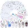 40 Sheets Nail Water Transfer Decals, Nail Art Stickers for Women, Holographic Flowers Pendant Necklace Butterfly Leaf Nail Designs Supplies, Acrylic Nails Decorations DIY Resin Nail Decal Tattoos Set