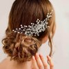 Easedaily Crystal Bride Wedding Hair Comb Silver Rhinestone Bridal Hair Piece Pearl Headpiece Hair Accessories for Women