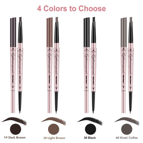 TurritopsisD 1-Pack Eyebrow Pencil, Brow Pen Dual-ends Thick & Fine Tip Retractable Waterproof Long-lasting Natural Eye Brows Makeup with Eyebrow Trimmer (Dark Brown)