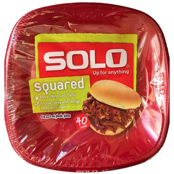 Solo Cup Solo Squared Plastic Plates 9" Red