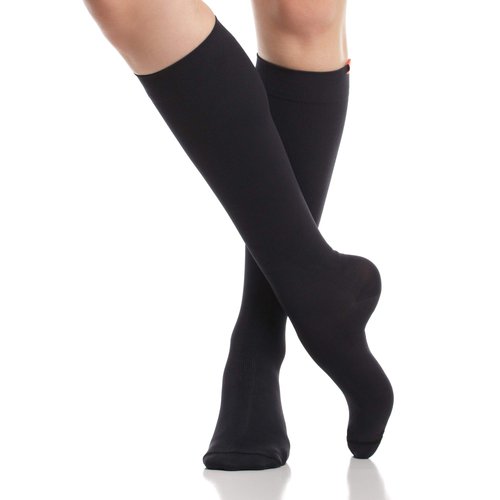 VIM & VIGR Merino Wool 15-20 mmHg Compression Socks for Women & Men (Solid Black, Small/Medium Wide Calf (4))