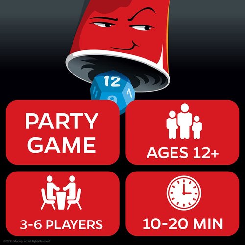 USAOPOLY What The Cup!? | Social Bluffing Dice Game | Featuring Handheld Dice Cups & D12 Dice | Spy, Swap, Steal The Winning Cup | 3-6 Players, Ages 12+