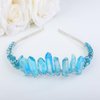 Teyglen Blue Raw Crystal Quartz Headband Clear Crystal Headband Moon Goddess Hair Band Hoop Mermaid Witch Bride Headpiece Hair Accessories for Women Girls (Blue)