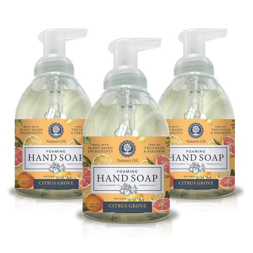 Nature's Oil Foaming Hand Soap, Citrus Grove, 10 Fluid Ounces (3 Pack)