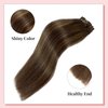 Ombre Clip in Hair Extensions Seamless Long Straight Real Hair Extensions Clip in Human Hair Soft Natural Dark Brown to Ash Brown Highlights Real Hair Extension Clip ins 5pcs 70g 16 Inch