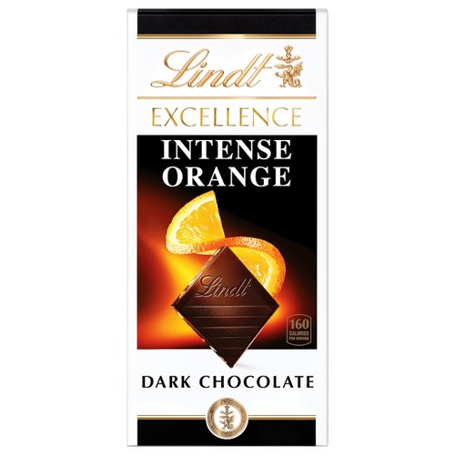 Lindt EXCELLENCE Intense Orange Dark Chocolate Candy Bar, Dark Chocolate with Orange and Almond Slivers, 3.5 oz. Bar